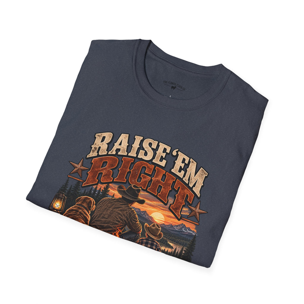 Raise ’Em Right Christian Men’s T-Shirt – Deuteronomy 6:6–7 Fatherhood Tee