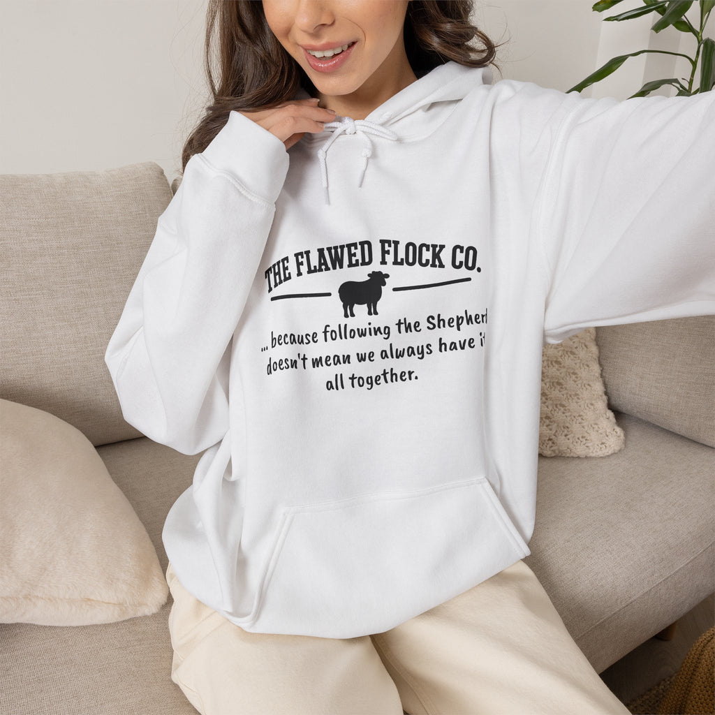 The Flawed Flock Co. Signature Christian Hoodie – Following the Shepherd
