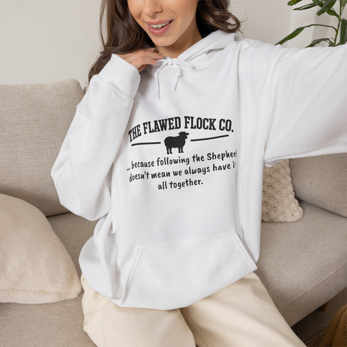 The Flawed Flock Co. Signature Christian Hoodie – Following the Shepherd