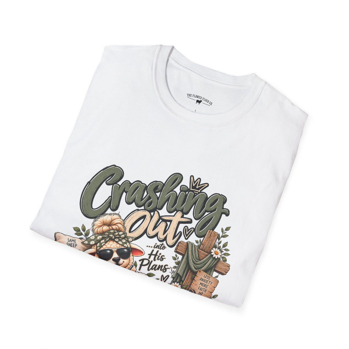 Crashing Out Into His Plans Christian Sheep Tee | Flawed Flock