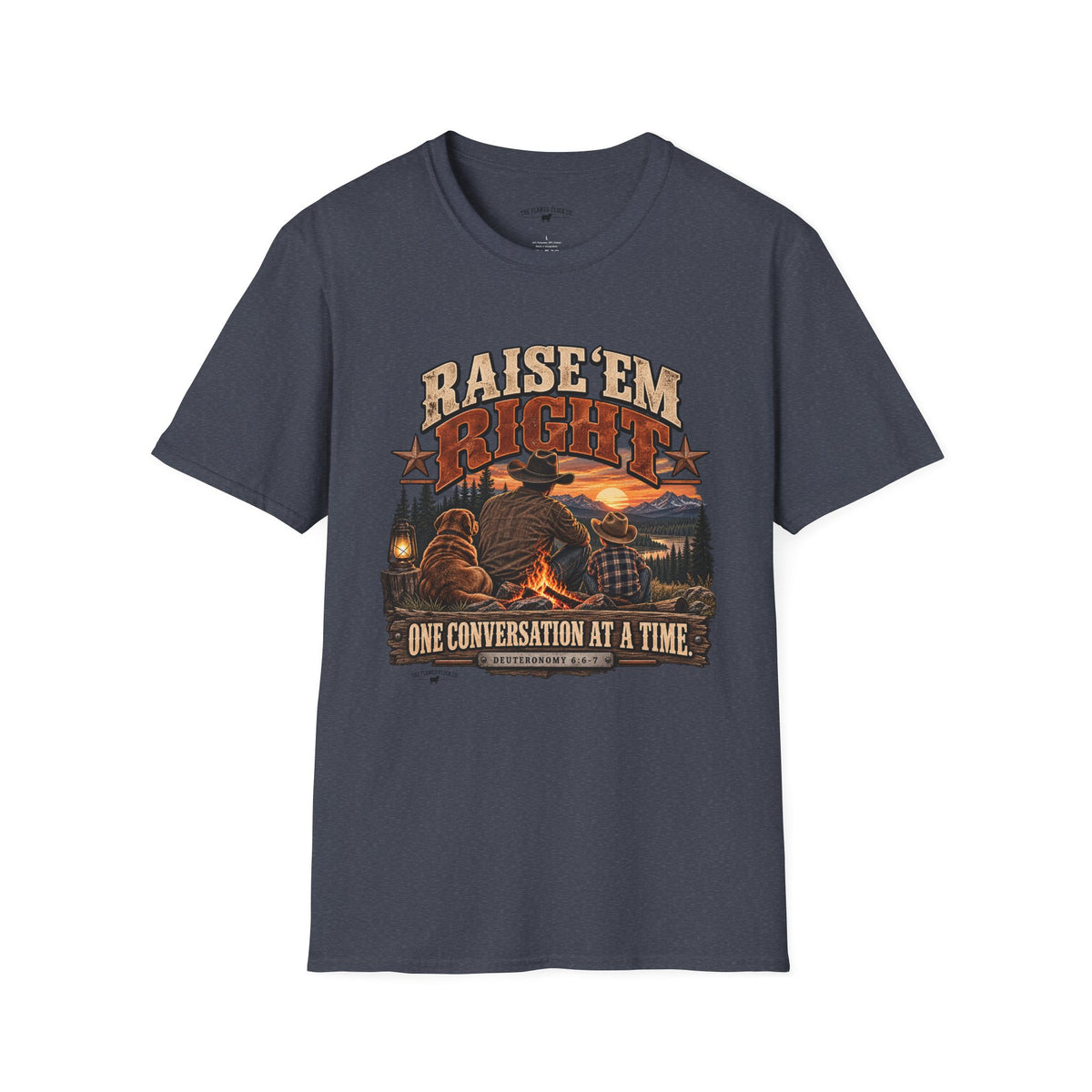 Raise ’Em Right Christian Men’s T-Shirt – Deuteronomy 6:6–7 Fatherhood Tee