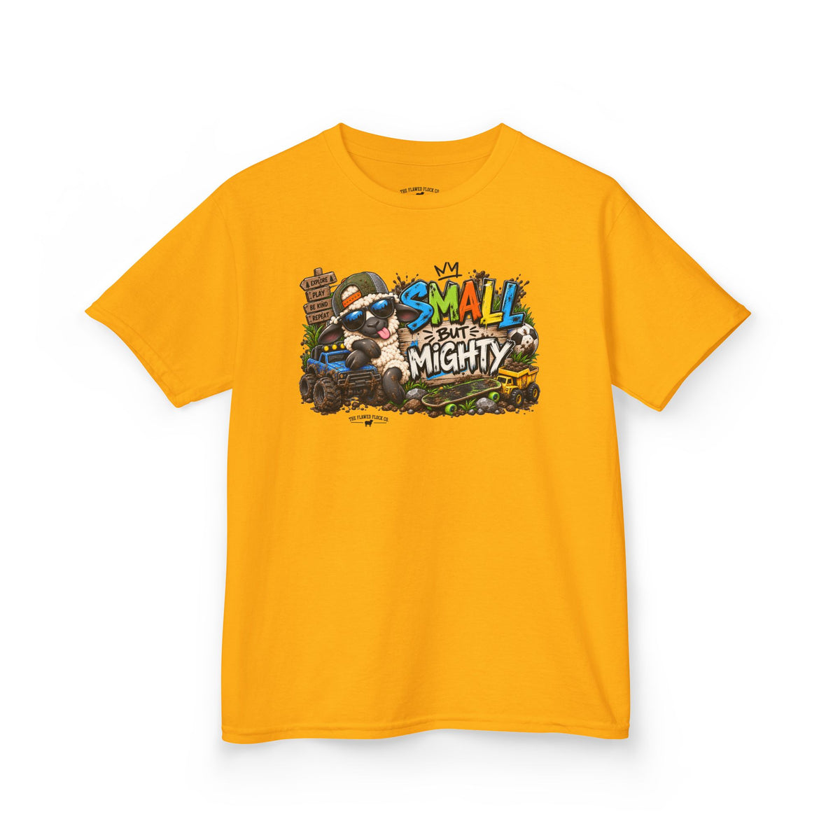 Small But Mighty Christian Kids T-Shirt – 1 Samuel 16:7 Boys Adventure Tee