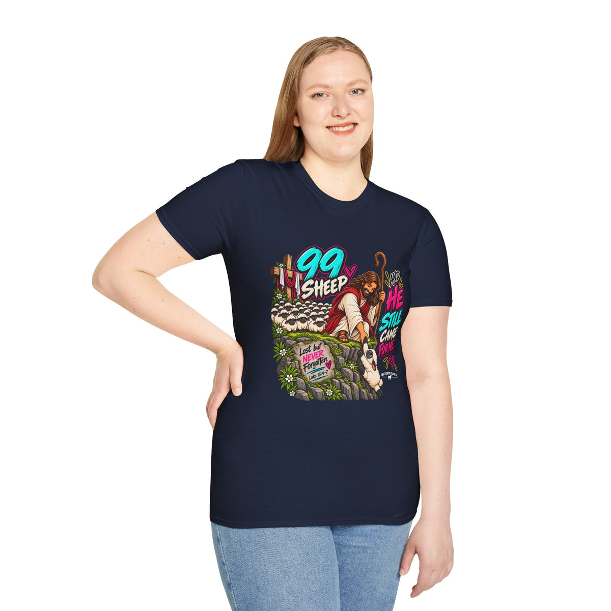 99 Sheep Christian T-Shirt – Lost But Never Forgotten – Luke 15:4–7