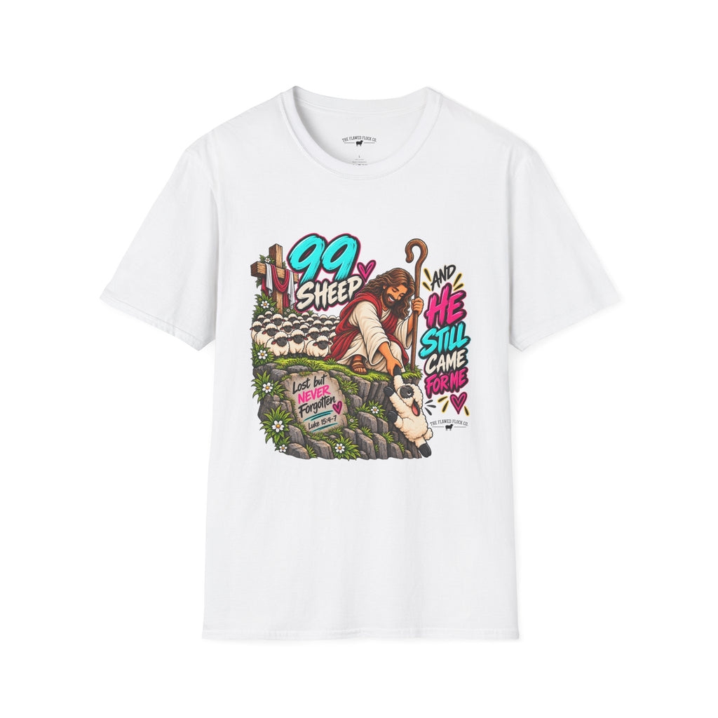 99 Sheep Christian T-Shirt – Lost But Never Forgotten – Luke 15:4–7