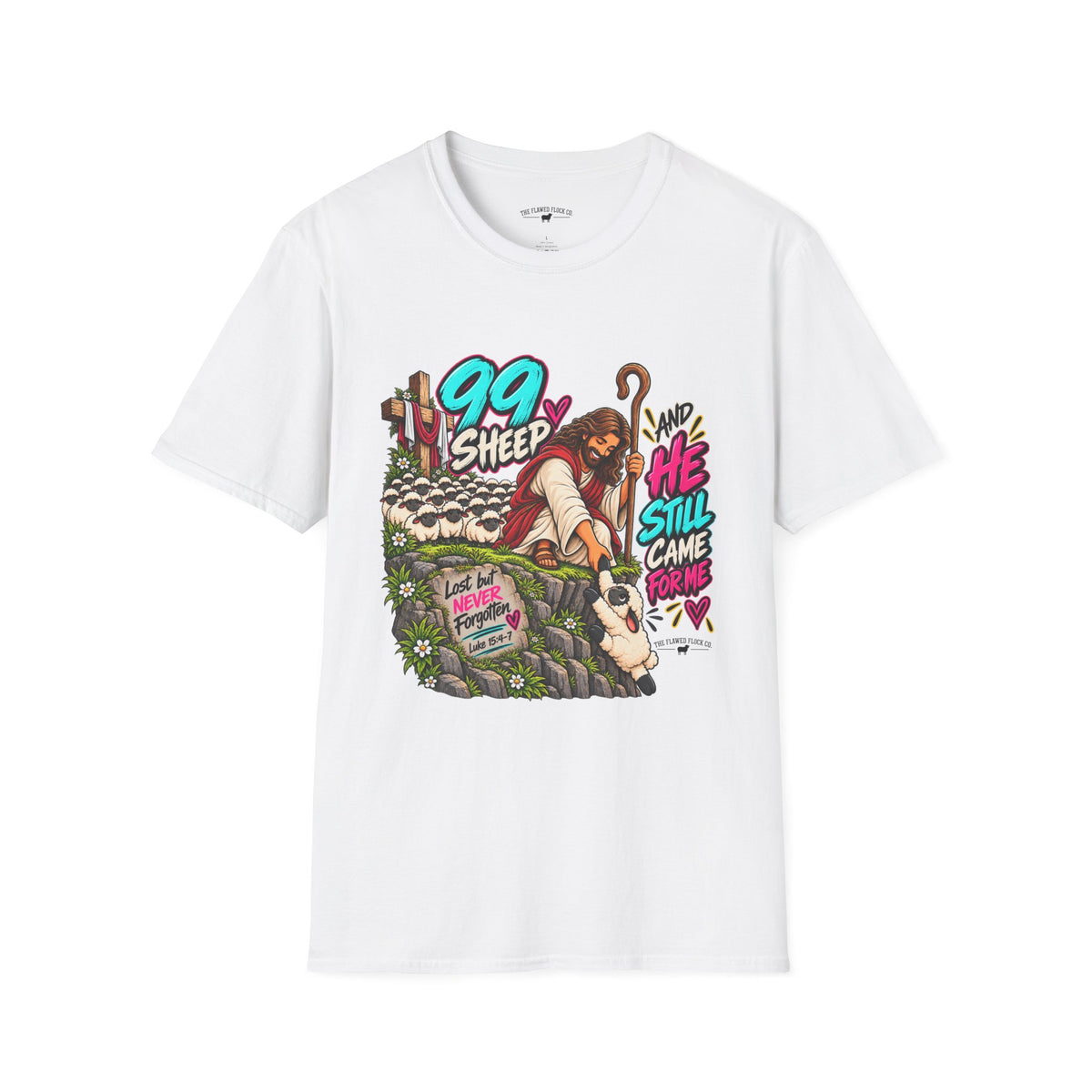 99 Sheep Christian T-Shirt – Lost But Never Forgotten – Luke 15:4–7