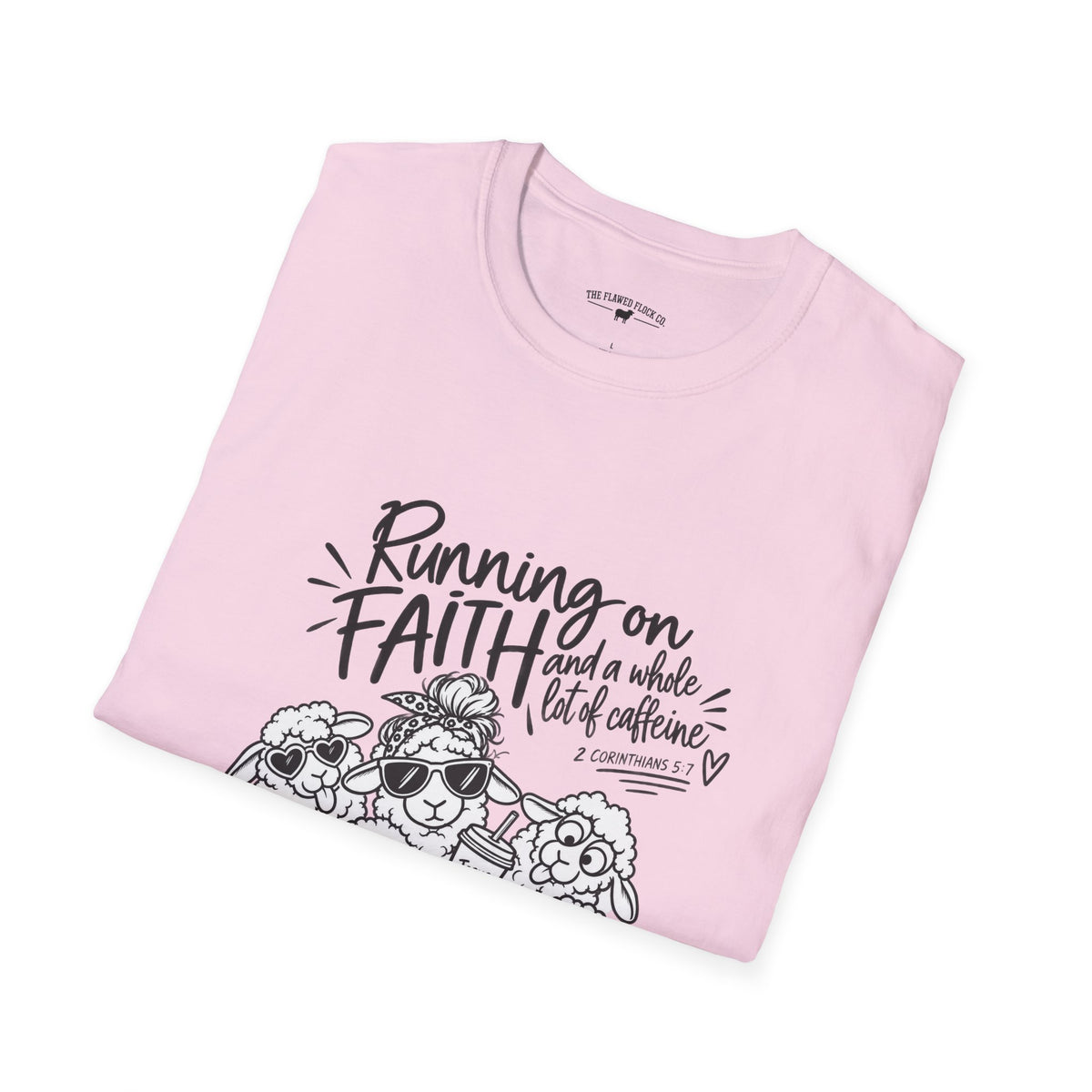 Running on Faith Christian Sheep T-Shirt – Pray Coffee Jesus Repeat Graphic Tee