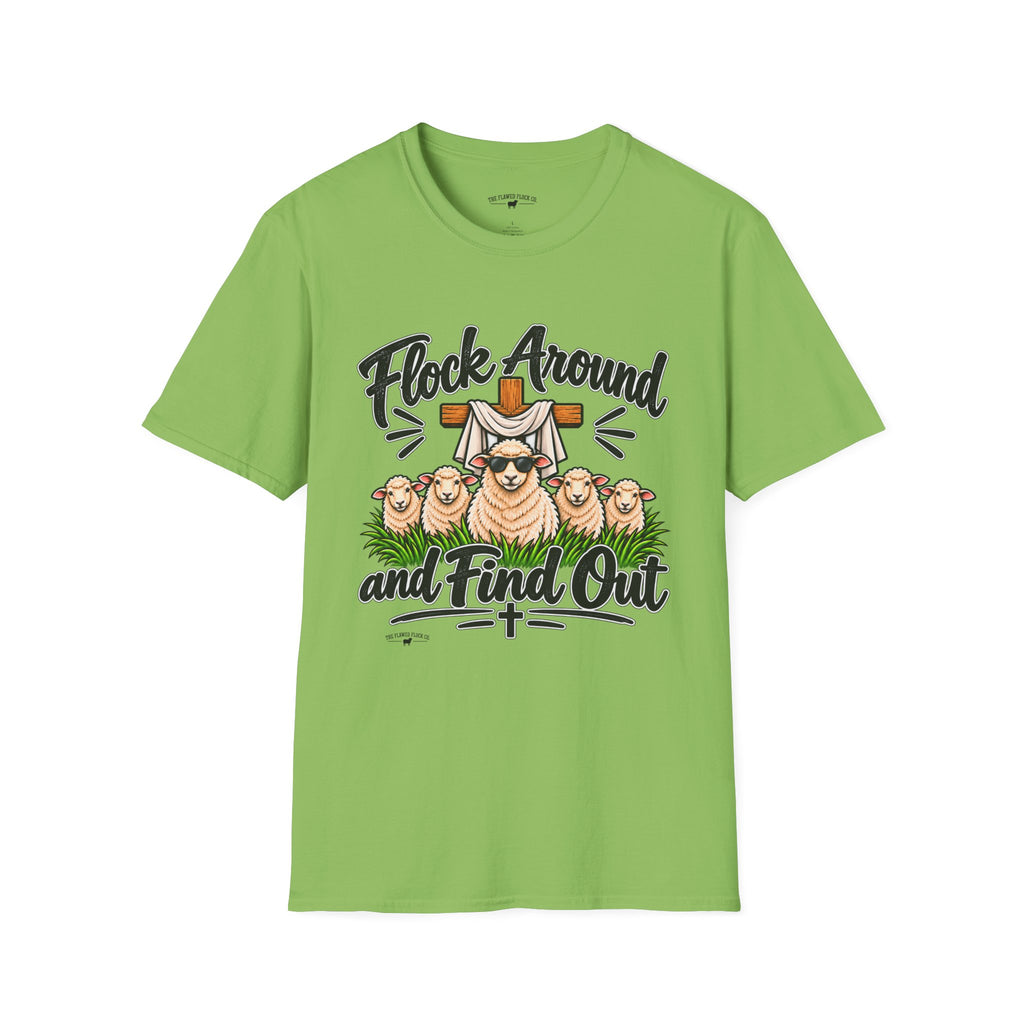 Flock Around and Find Out Christian Sheep T-Shirt – Funny Faith Graphic Tee