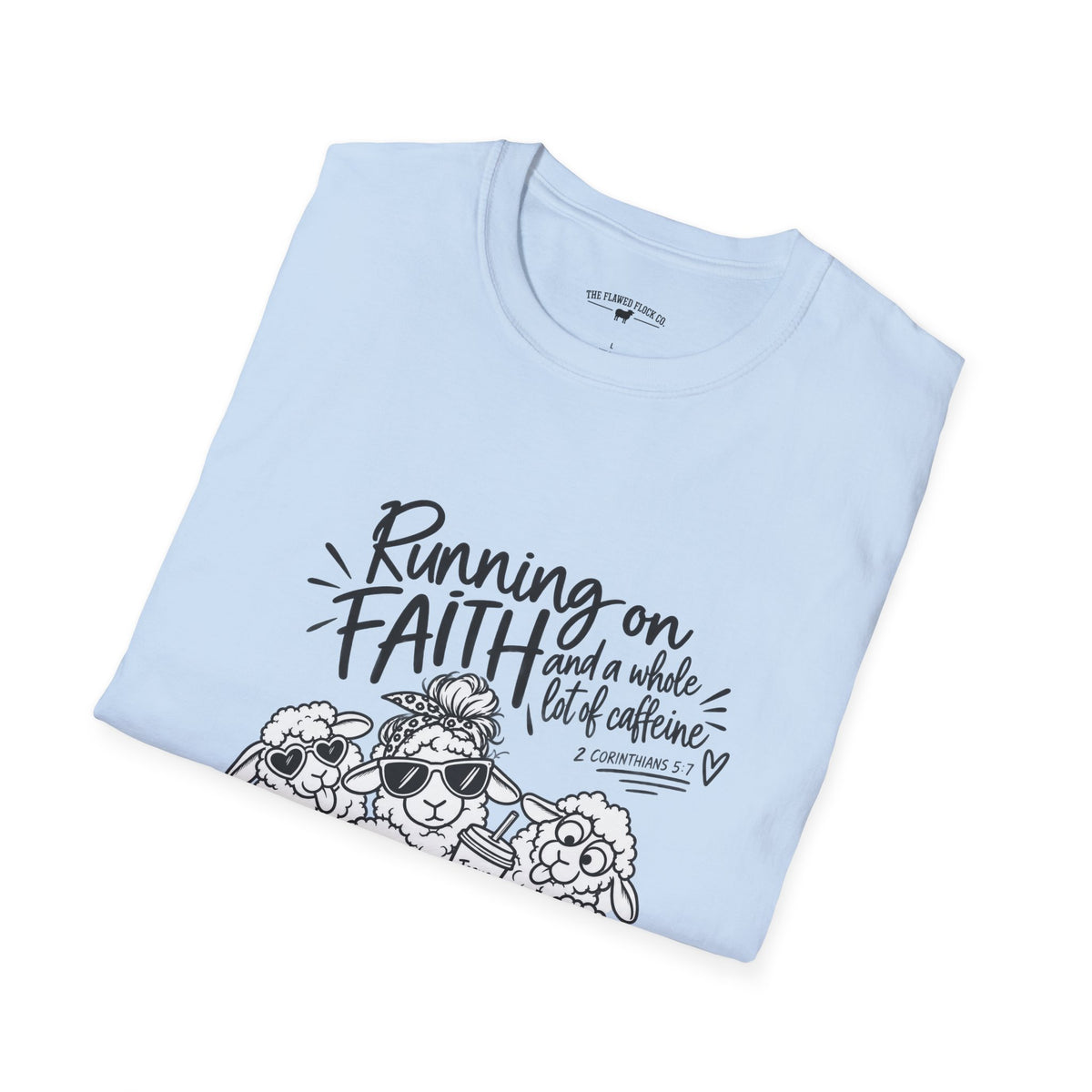 Running on Faith Christian Sheep T-Shirt – Pray Coffee Jesus Repeat Graphic Tee