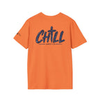 Chill Christian Men’s T-Shirt – James 1:20 Back Print Faith Tee