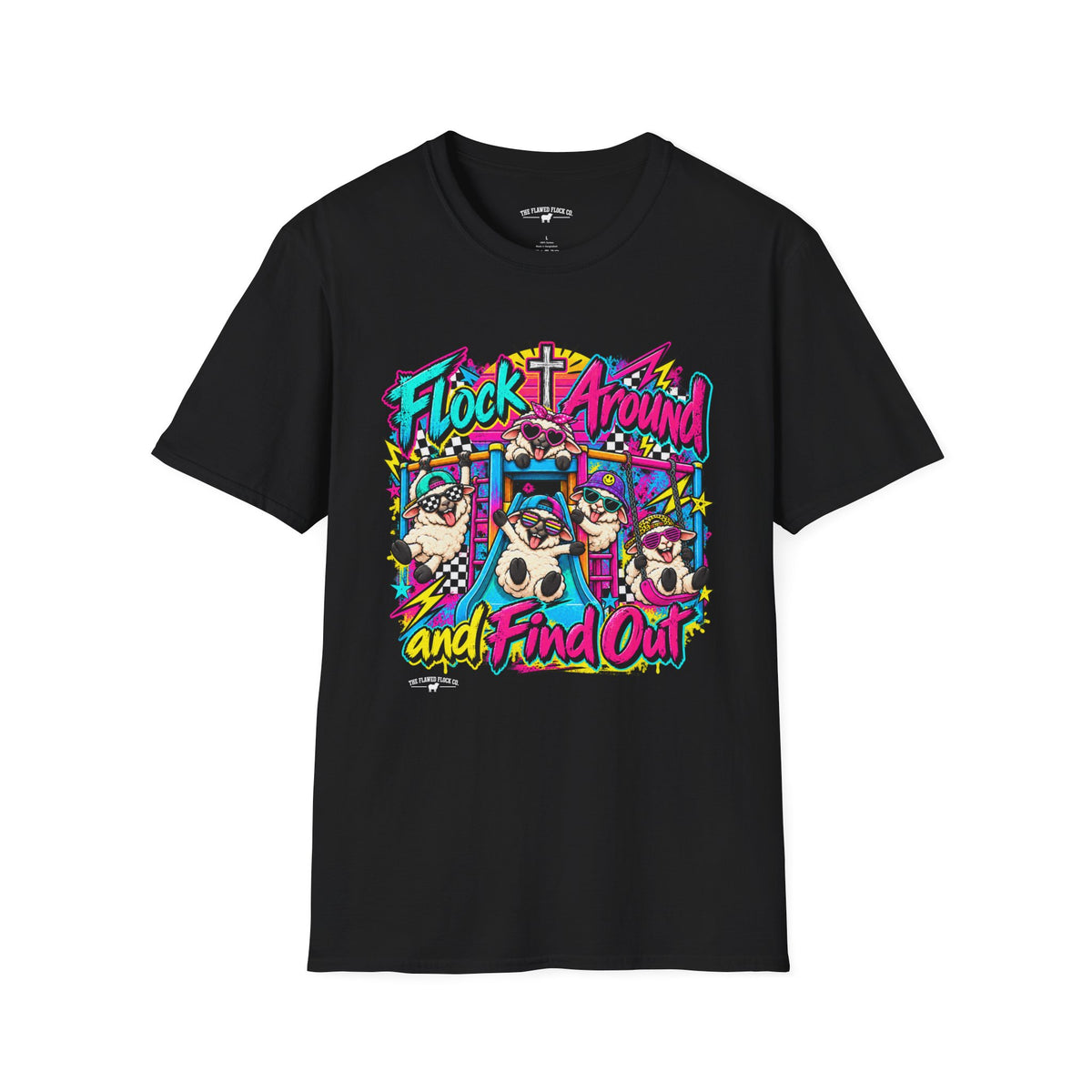 Flock Around and Find Out Christian Sheep T-Shirt – Retro 80s Funny Faith Tee