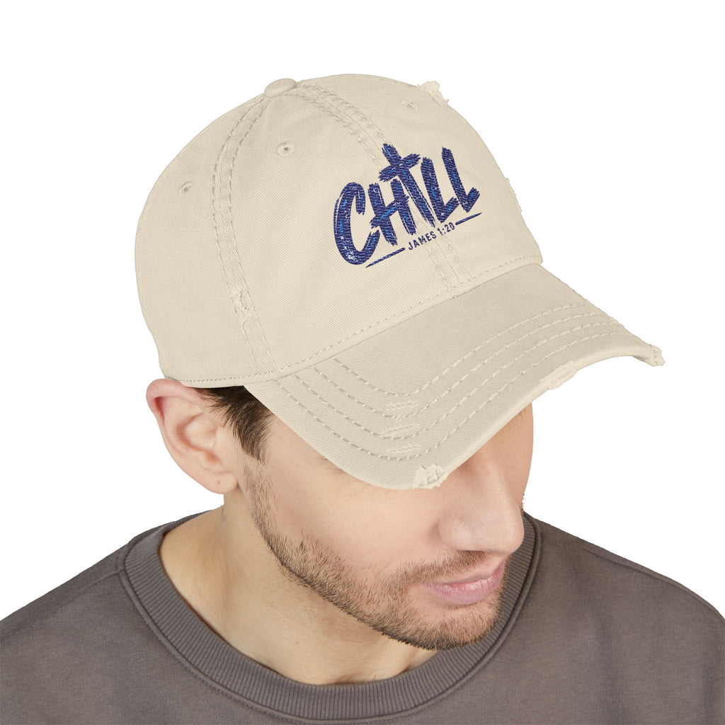 Chill Distressed Dad Hat — Embroidered Vintage Baseball Cap