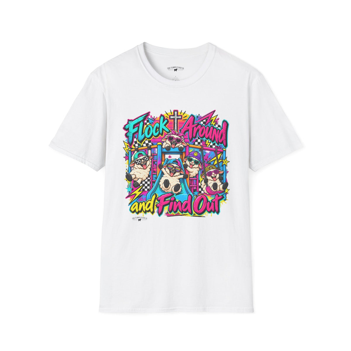 Flock Around and Find Out Christian Sheep T-Shirt – Retro 80s Funny Faith Tee