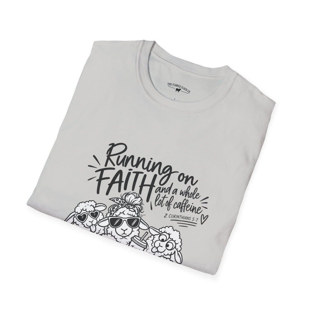 Running on Faith Christian Sheep T-Shirt – Pray Coffee Jesus Repeat Graphic Tee