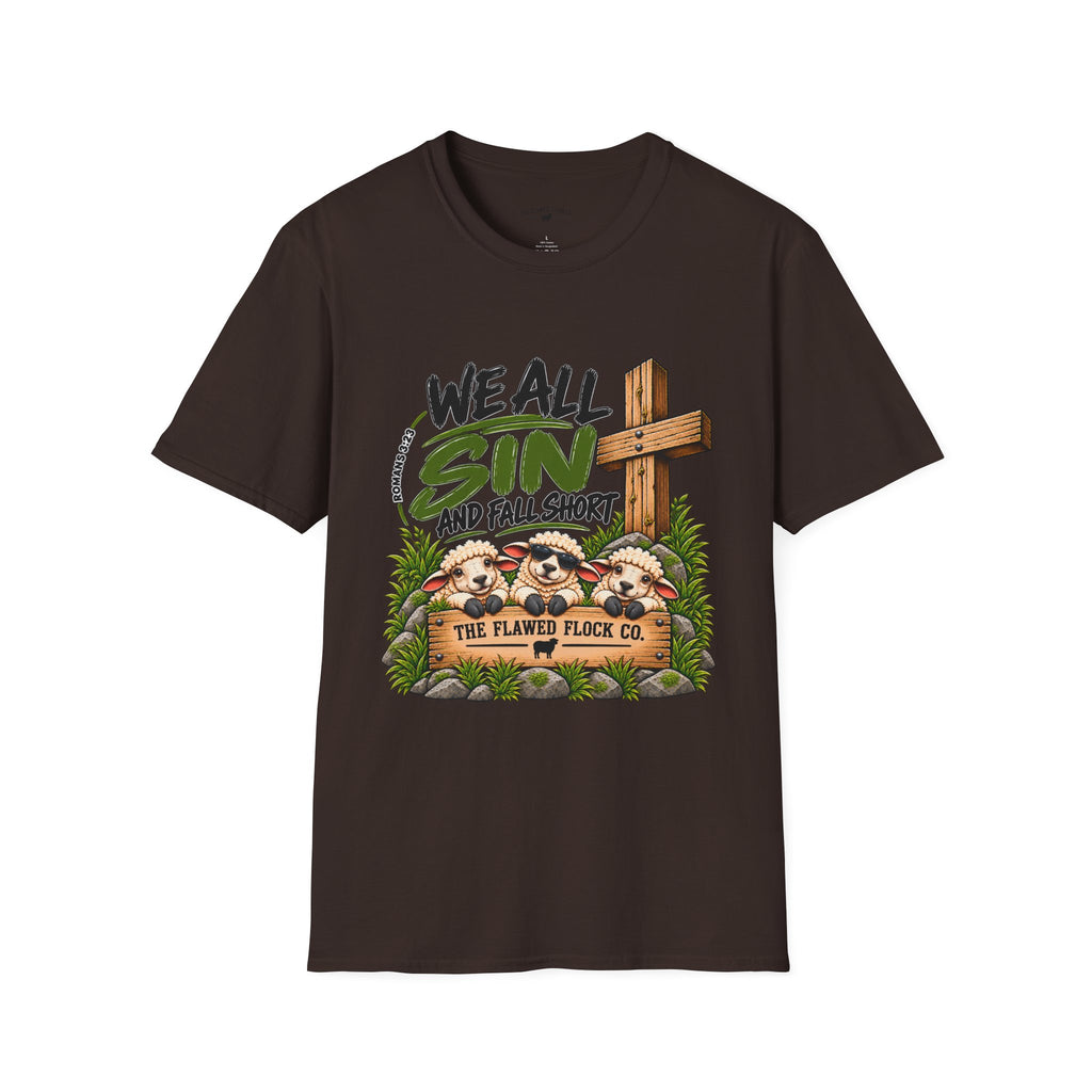 We All Sin & Fall Short Christian Sheep T-Shirt – Romans 3:23