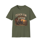 Teach ’Em While They’ll Listen Christian Men’s T-Shirt – Deuteronomy 6:6–7 Father & Son Faith Tee
