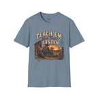 Teach ’Em While They’ll Listen Christian Men’s T-Shirt – Deuteronomy 6:6–7 Father & Son Faith Tee