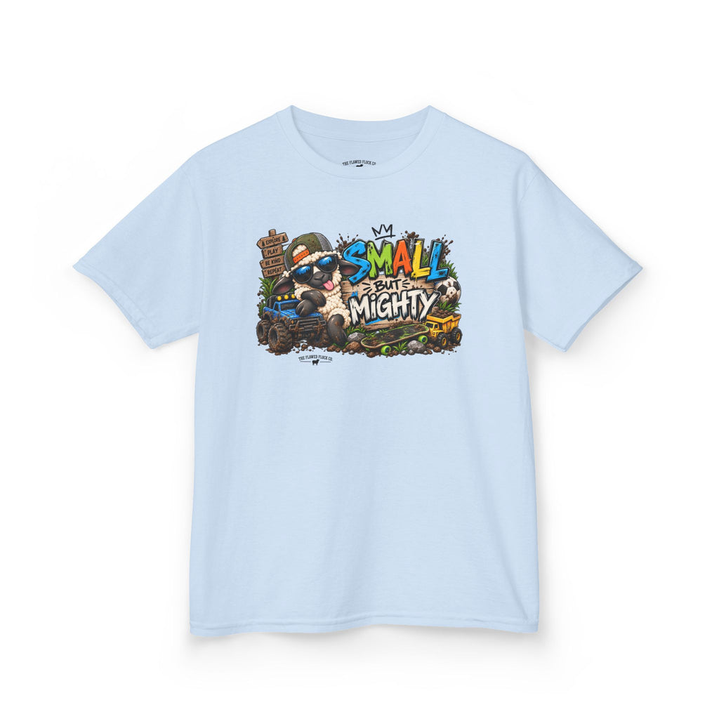 Small But Mighty Christian Kids T-Shirt – 1 Samuel 16:7 Boys Adventure Tee
