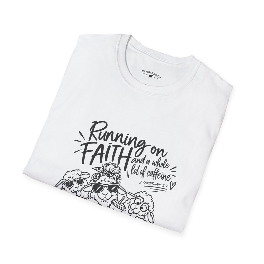 Running on Faith Christian Sheep T-Shirt – Pray Coffee Jesus Repeat Graphic Tee