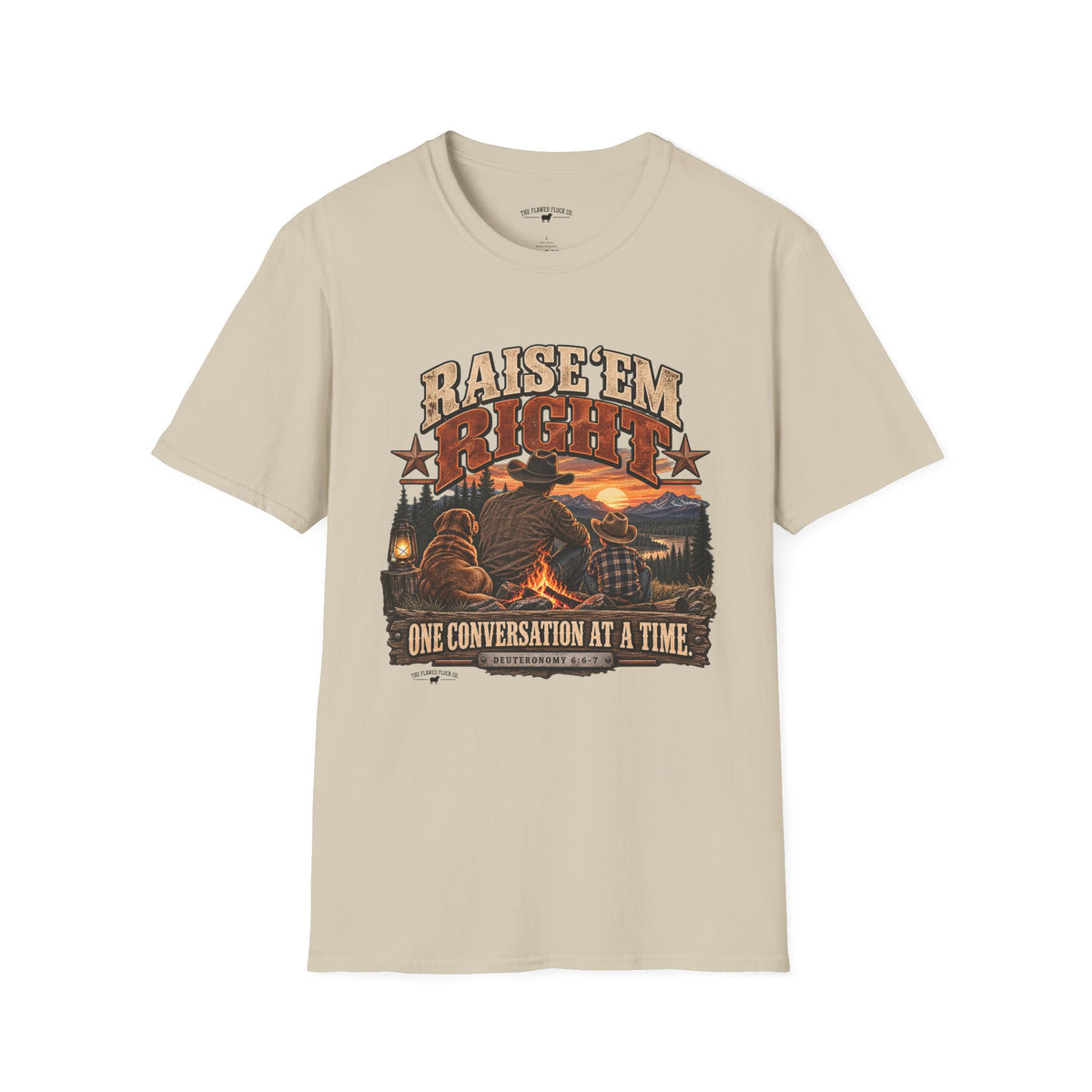 Raise ’Em Right Christian Men’s T-Shirt – Deuteronomy 6:6–7 Fatherhood Tee