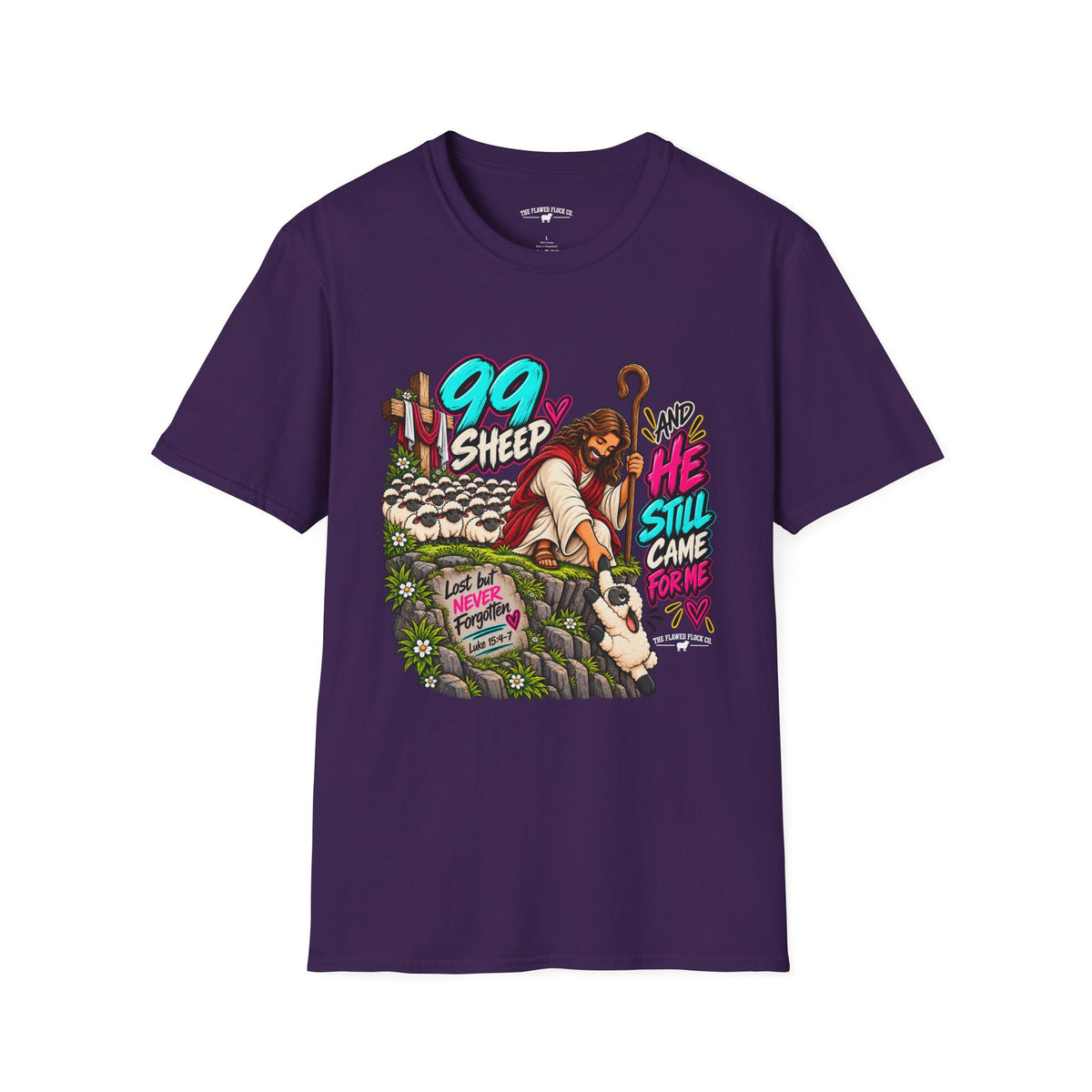 99 Sheep Christian T-Shirt – Lost But Never Forgotten – Luke 15:4–7