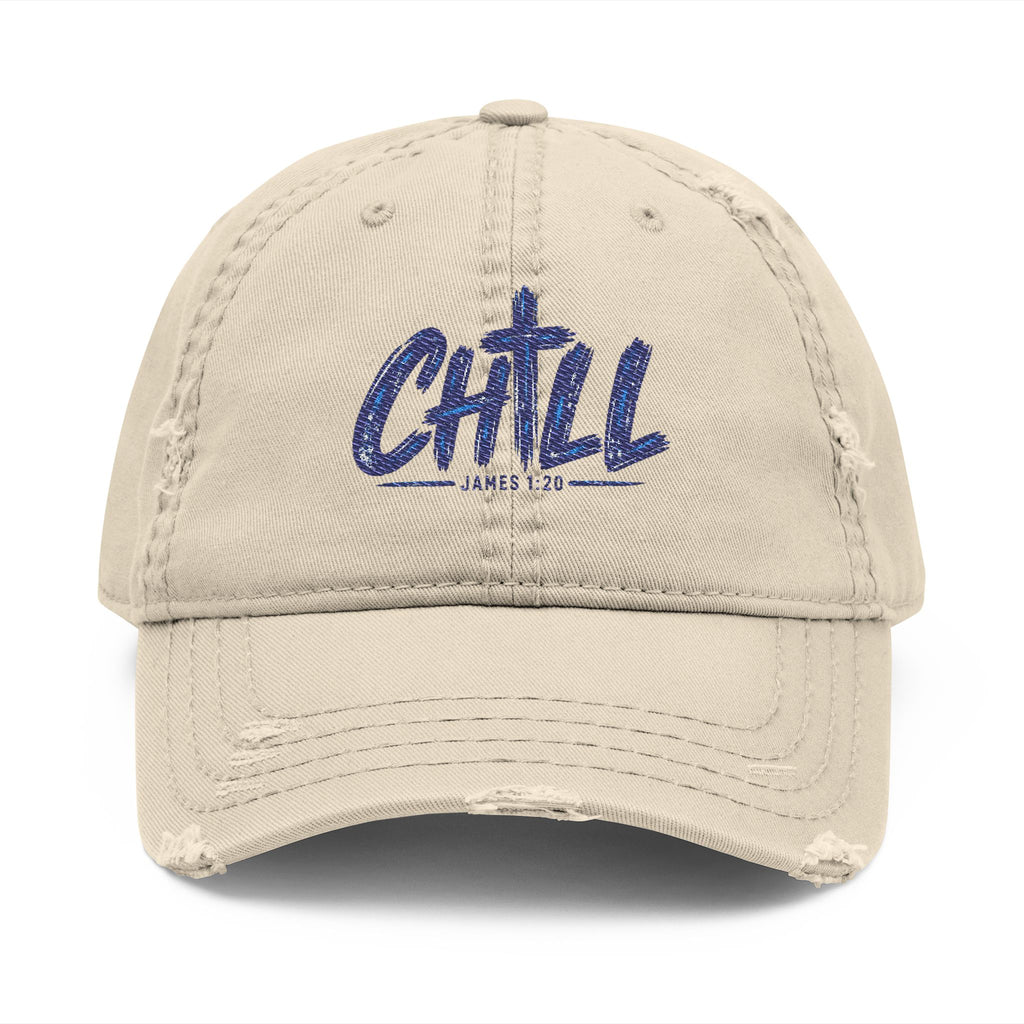 Chill Distressed Dad Hat — Embroidered Vintage Baseball Cap