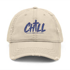 Chill Distressed Dad Hat — Embroidered Vintage Baseball Cap