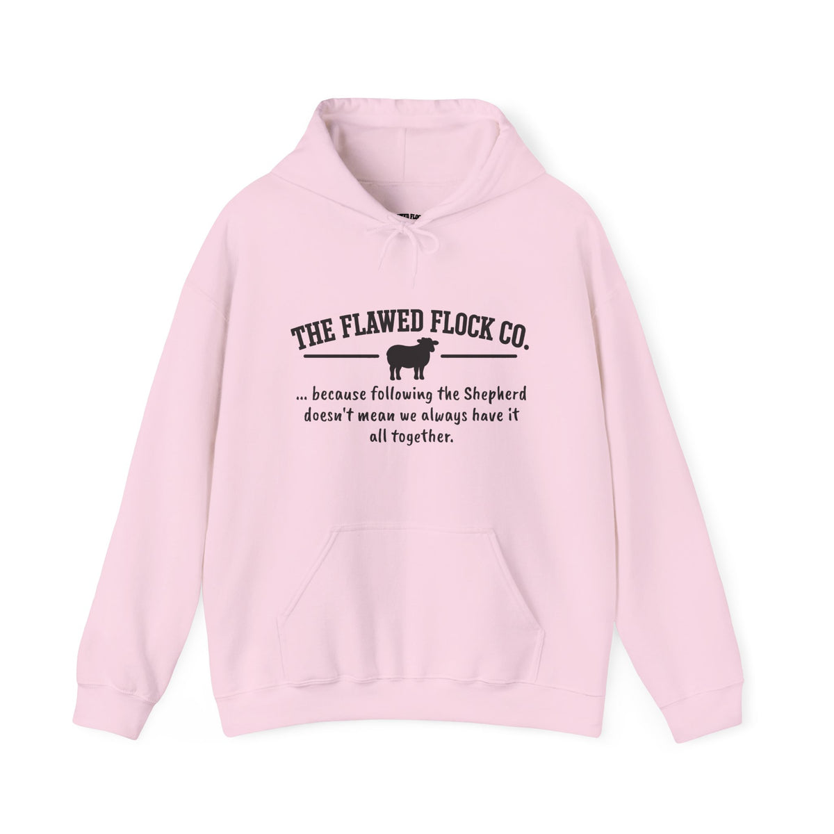 The Flawed Flock Co. Signature Christian Hoodie – Following the Shepherd – Colors
