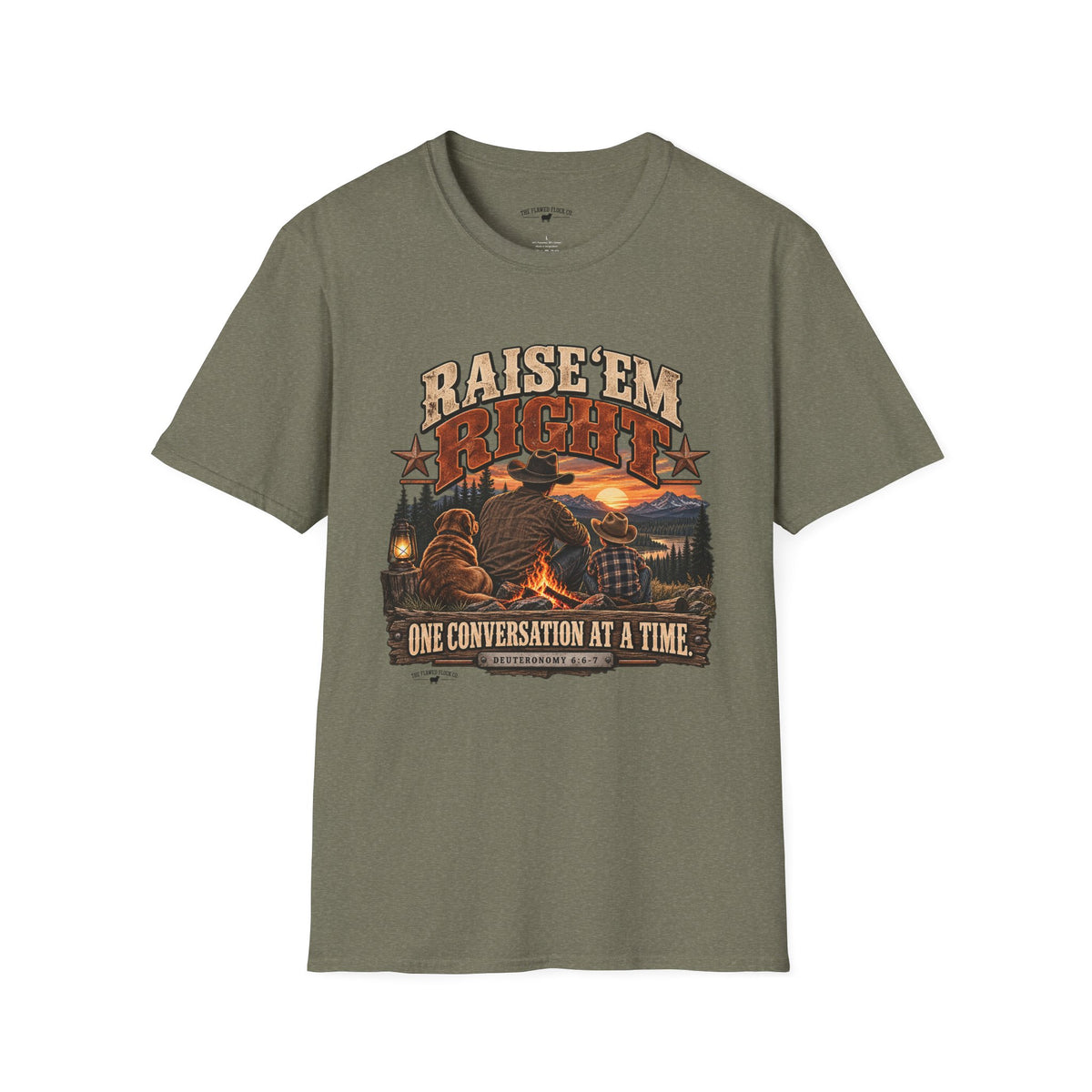 Raise ’Em Right Christian Men’s T-Shirt – Deuteronomy 6:6–7 Fatherhood Tee