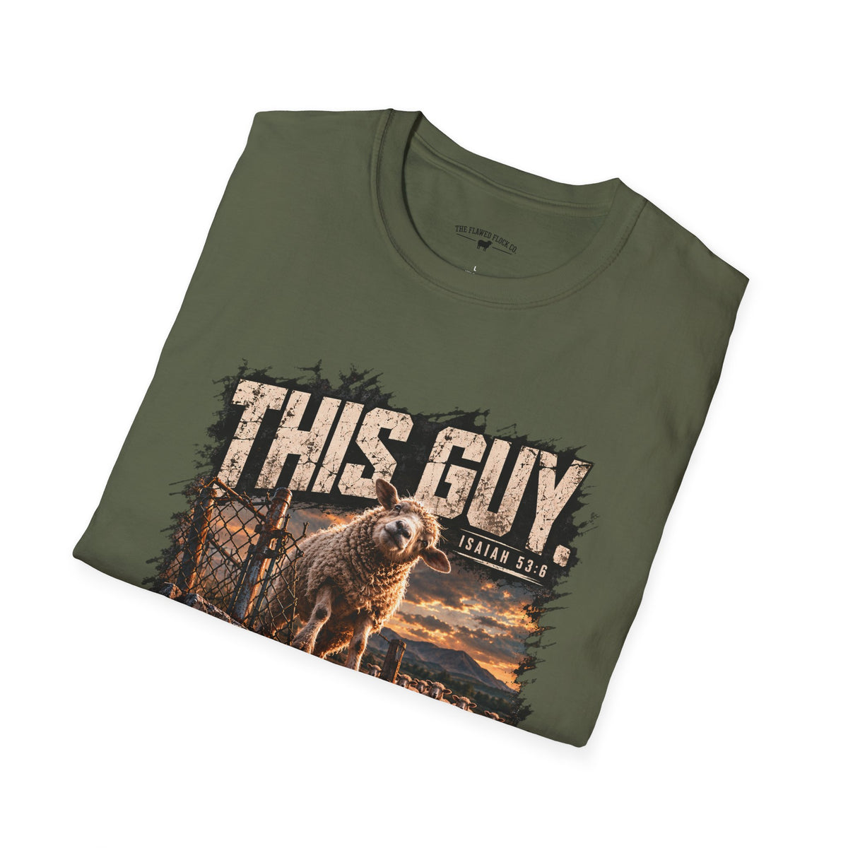 This Guy Christian Sheep T-Shirt – Isaiah 53:6 Grunge Faith Graphic Tee