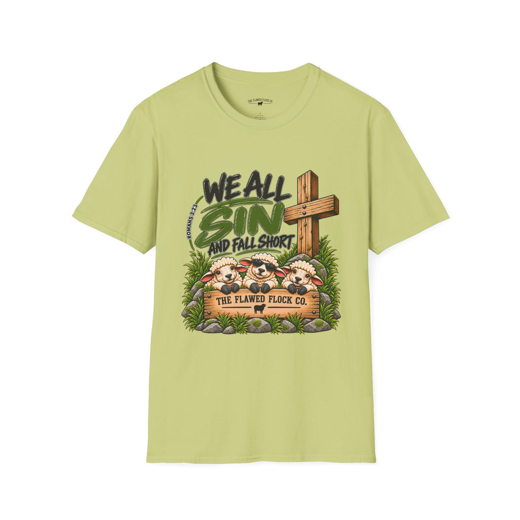 We All Sin & Fall Short Christian Sheep T-Shirt – Romans 3:23