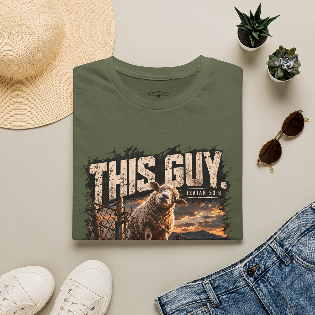 This Guy Christian Sheep T-Shirt – Isaiah 53:6 Grunge Faith Graphic Tee