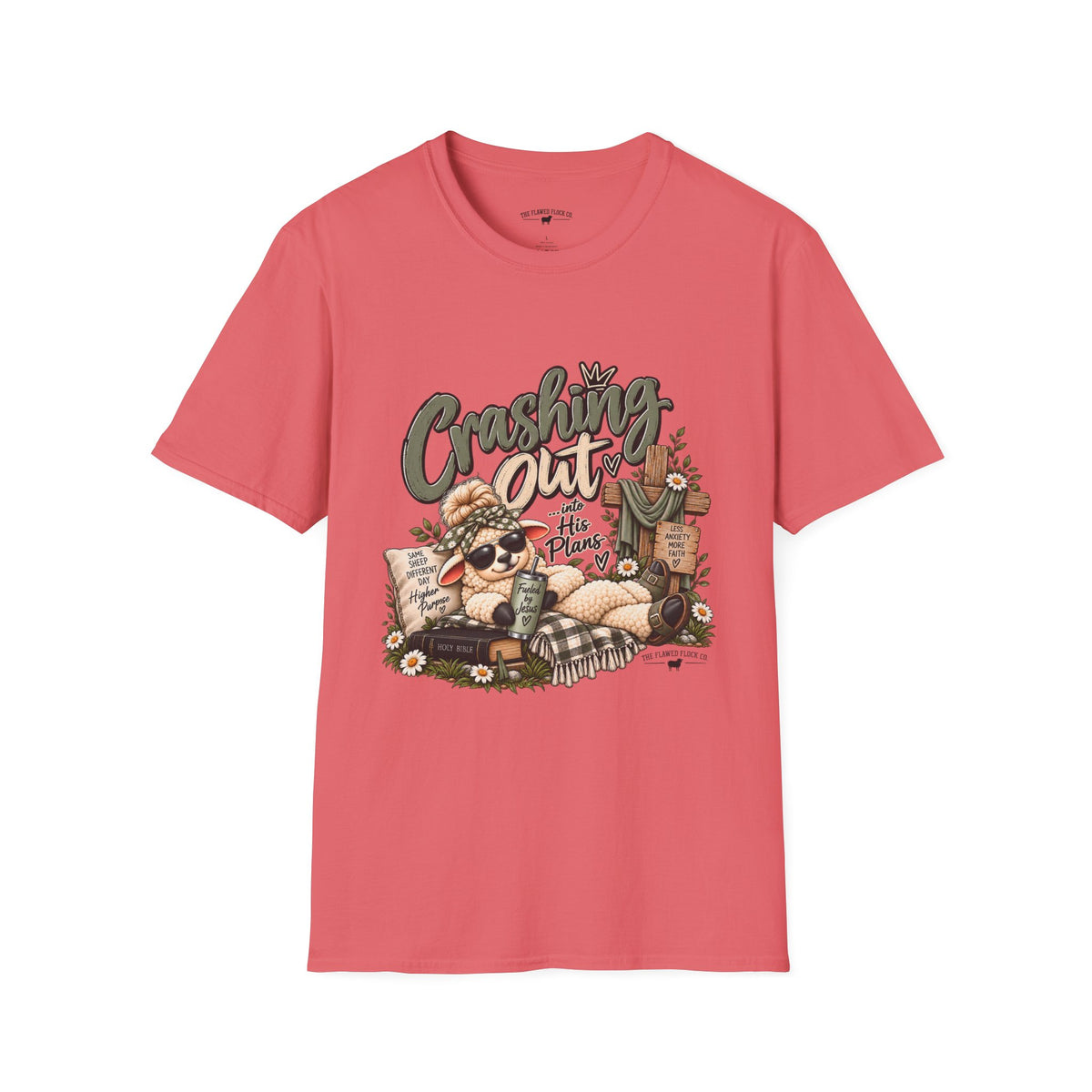 Crashing Out Into His Plans Christian Sheep Tee | Flawed Flock