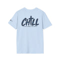 Chill Christian Men’s T-Shirt – James 1:20 Back Print Faith Tee