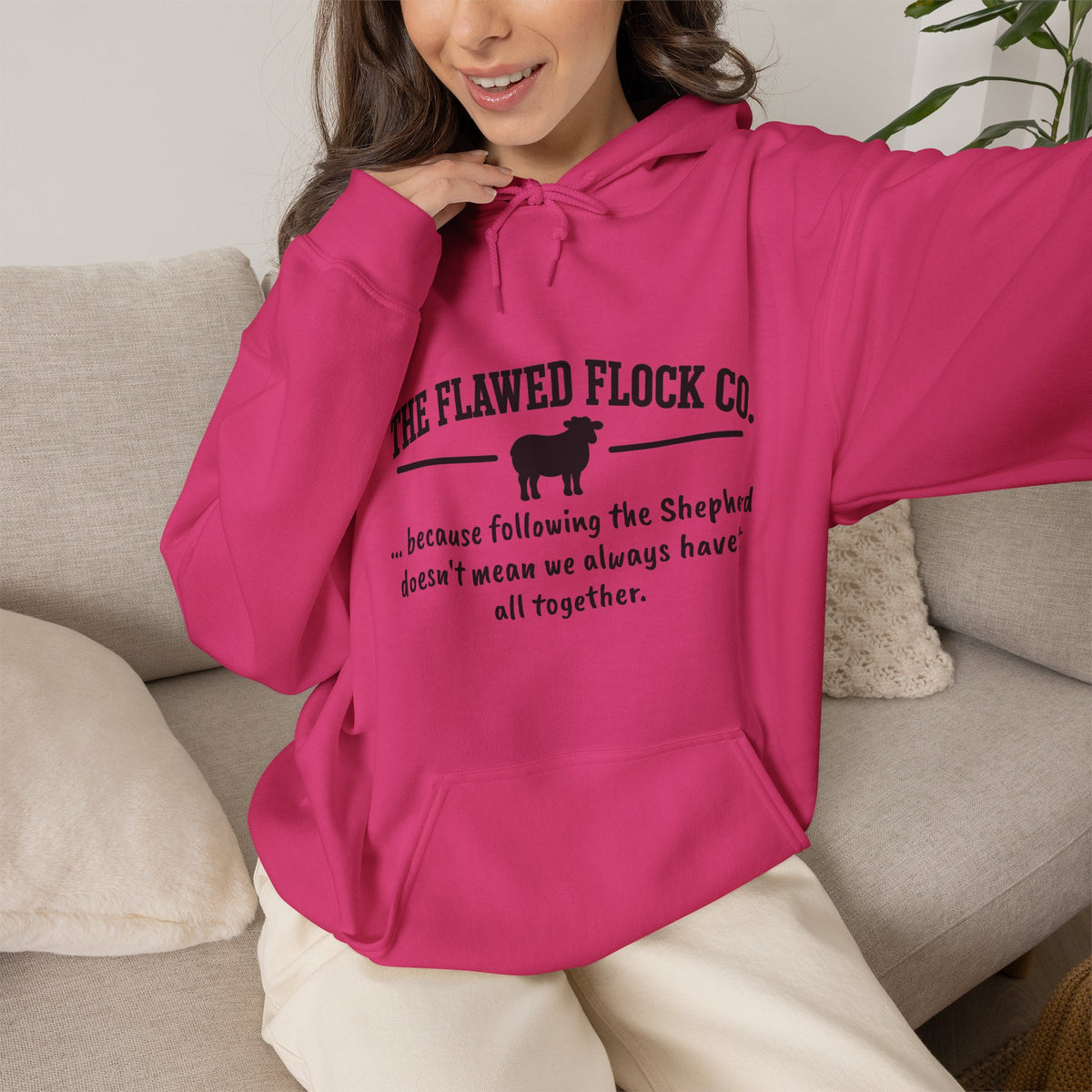 The Flawed Flock Co. Signature Christian Hoodie – Following the Shepherd – Colors
