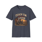 Teach ’Em While They’ll Listen Christian Men’s T-Shirt – Deuteronomy 6:6–7 Father & Son Faith Tee