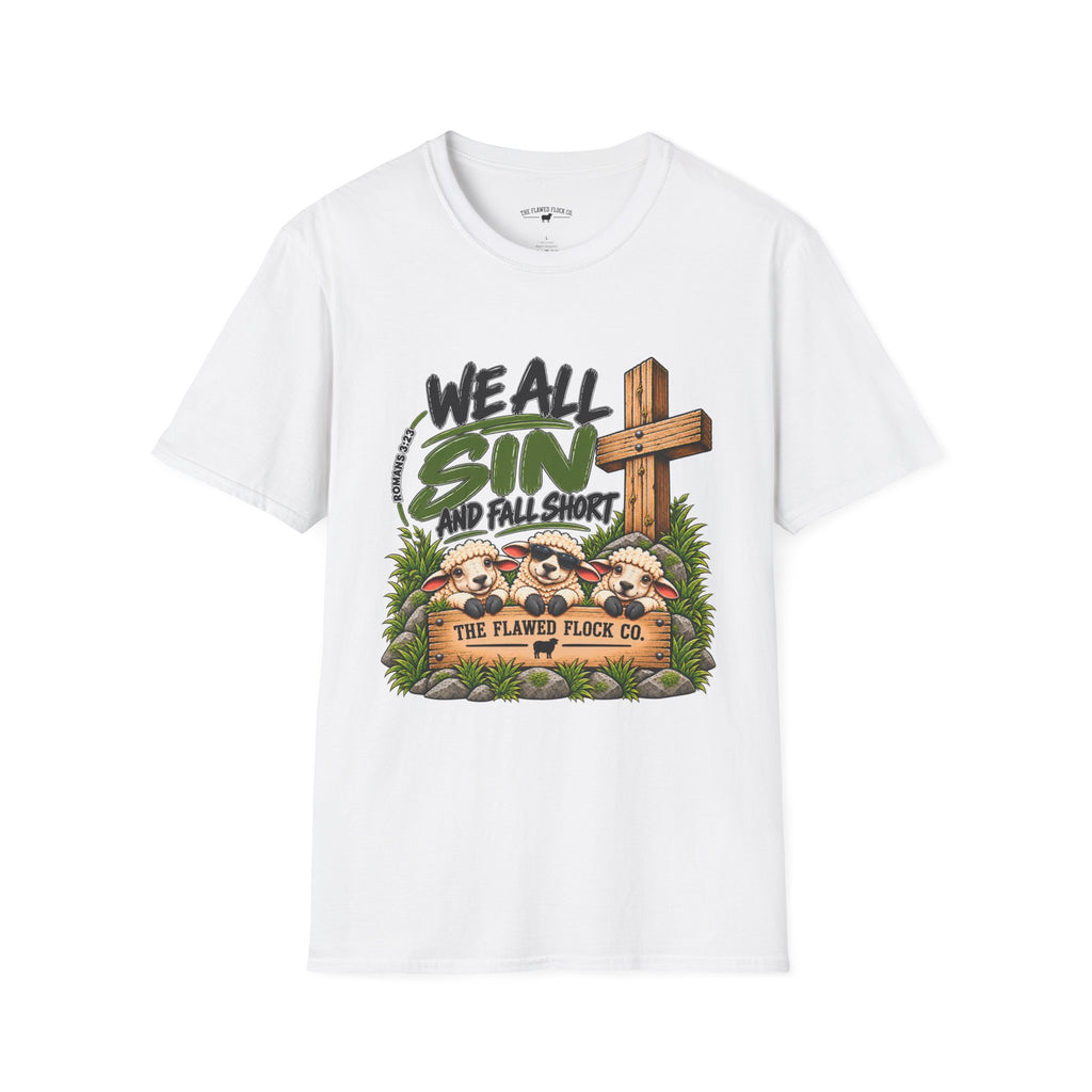 We All Sin & Fall Short Christian Sheep T-Shirt – Romans 3:23
