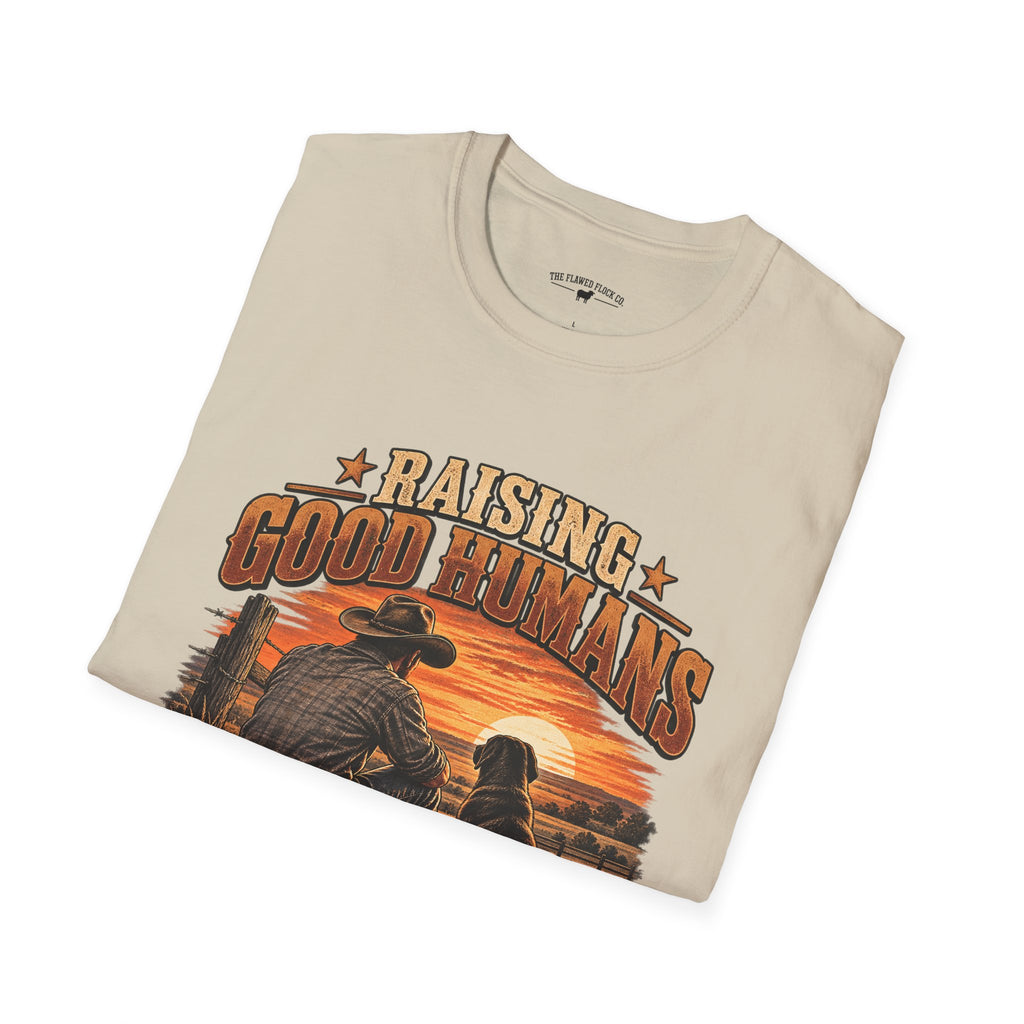Raising Good Humans Christian Men’s T-Shirt – Deuteronomy 6:6–7 Faith & Fatherhood Tee