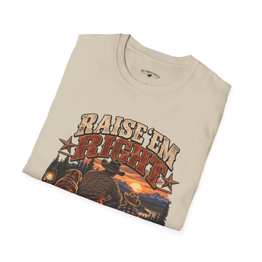 Raise ’Em Right Christian Men’s T-Shirt – Deuteronomy 6:6–7 Fatherhood Tee