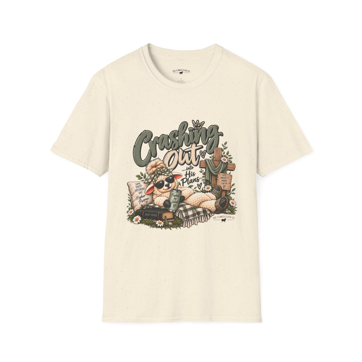 Crashing Out Into His Plans Christian Sheep Tee | Flawed Flock