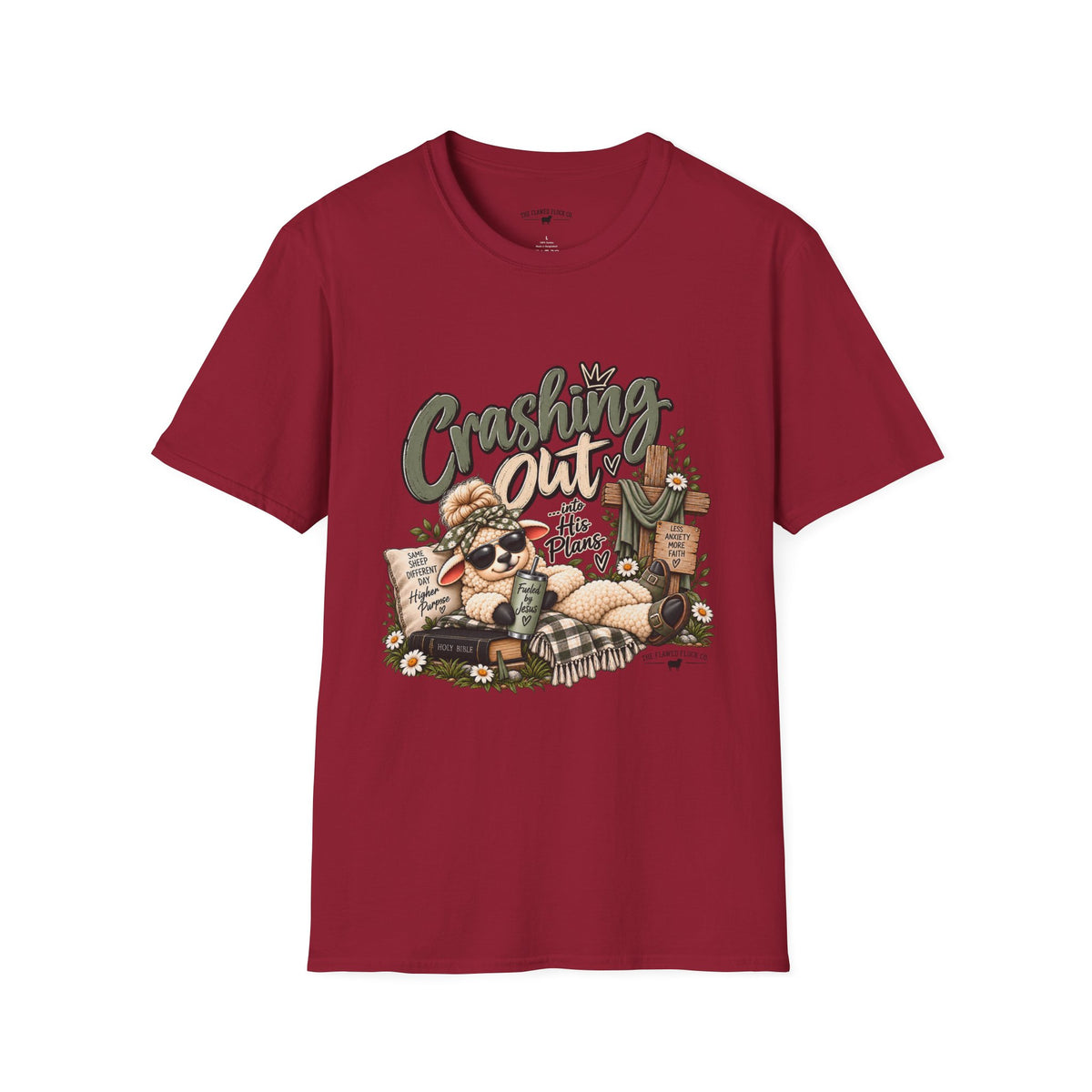 Crashing Out Into His Plans Christian Sheep Tee | Flawed Flock