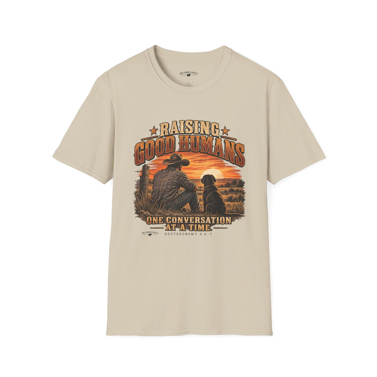 Raising Good Humans Christian Men’s T-Shirt – Deuteronomy 6:6–7 Faith & Fatherhood Tee