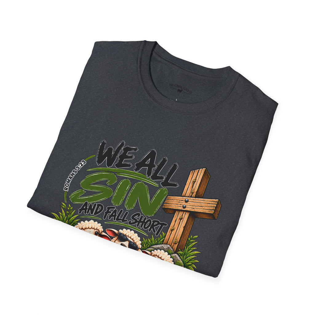 We All Sin & Fall Short Christian Sheep T-Shirt – Romans 3:23