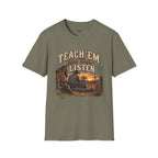 Teach ’Em While They’ll Listen Christian Men’s T-Shirt – Deuteronomy 6:6–7 Father & Son Faith Tee