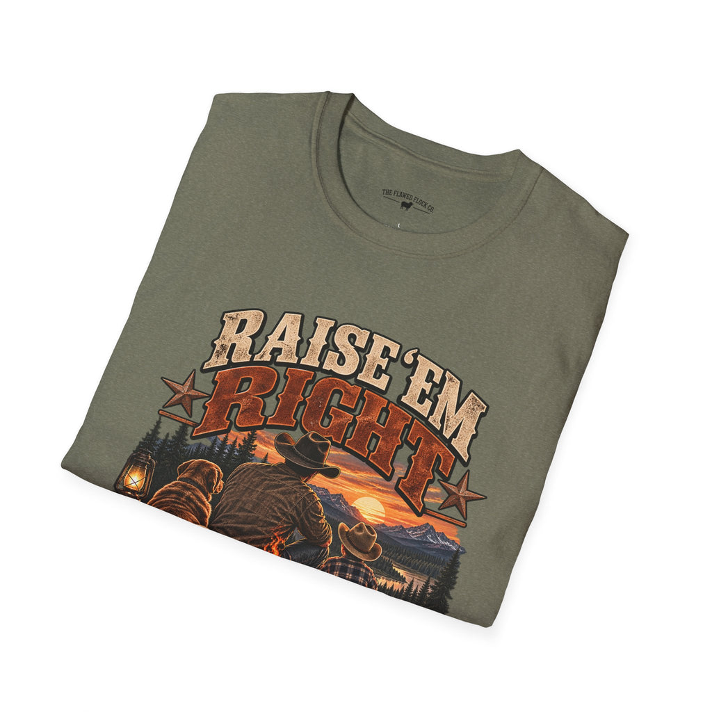 Raise ’Em Right Christian Men’s T-Shirt – Deuteronomy 6:6–7 Fatherhood Tee